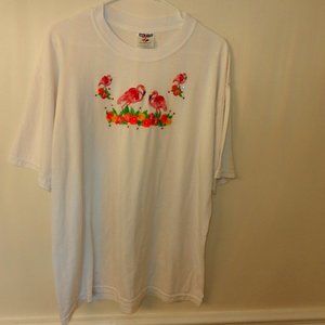 Flamingo Family 3D Applique on Jersey Tshirt L 👌